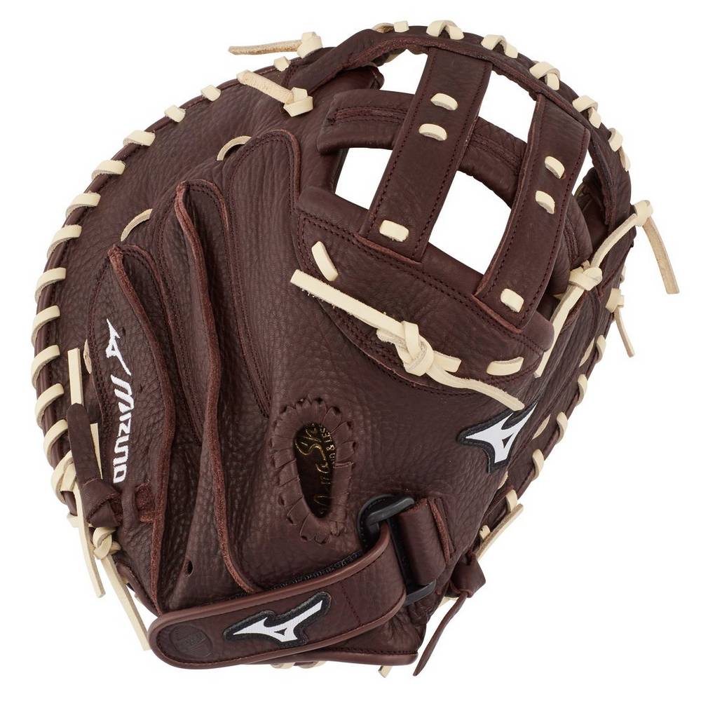 Womens Mizuno Franchise Series Fastpitch 34" Softball Catchers Mitt Coffee/Silver Philippines (KSWNH